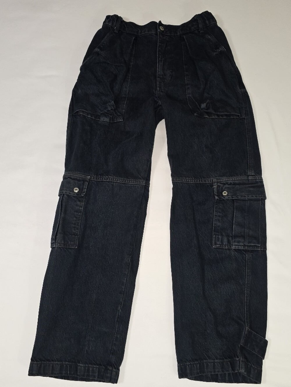 Free People We The Free Wallflower Pull-On Cargo Jeans - Washed Black Size 25